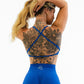 Royal Blue Essence Set – Backless Bra + 4" Scrunch Shorts